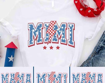 Personalized Patriotic Mama Shirt, 4th of July, Red White and Blue