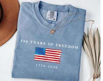 Camiseta retro Comfort Colors® Usa 250, camiseta del Día de la Independencia, camiseta para celebrar el 250.º aniversario, camiseta con la bandera de EE. UU., camiseta del 4 de julio, regalo patriótico