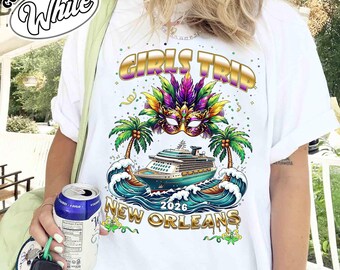 Camisetas de crucero a juego para viajes de chicas, equipo de cruceros de Mardi Gras, camiseta de crucero de cumpleaños, camiseta de vacaciones en crucero, camiseta de crucero a juego para toda la familia