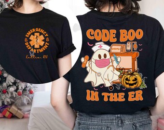 Code Boo ER Nurse Halloween Shirt, RN Horror Gift