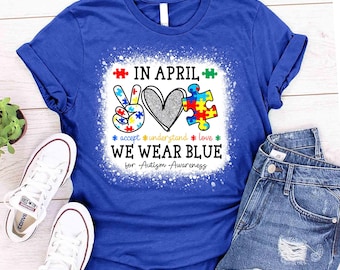 En abril usamos camiseta azul para concienciar sobre el autismo, equipo de apoyo familiar para personas con autismo, mamá autista, apoyo a la inclusión de la neurodiversidad y aceptación del autismo