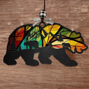 Bär Suncatcher SVG Laser Cut Datei, Weihnachtsverzierung (Digitale Datei)