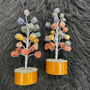 Sevan Chakra Rough Stone Tree | Meditation Tree | Sevan Chakra Tree | Chakra Tree | 7 Chakra Tree Of Small Rough Stones | Tree for Energy |