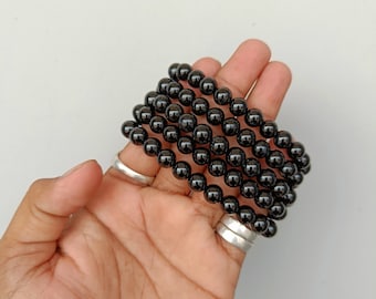 Black Tourmaline Stone 8mm Beads Size Bracelet