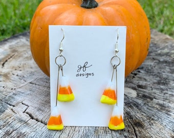 Candy Corn Halloween Earrings | Spooky Earrings | Handmade