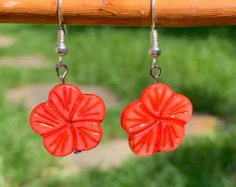 Pink Flower Earrings | Silver Earrings | Handmade | Floral Earrings | Flower Jewelery | Tropical Flower Earrings