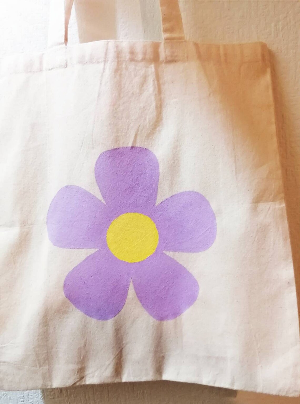 Hand Painted Tote Bag Single Funky Flower Acrylic Painting Etsy