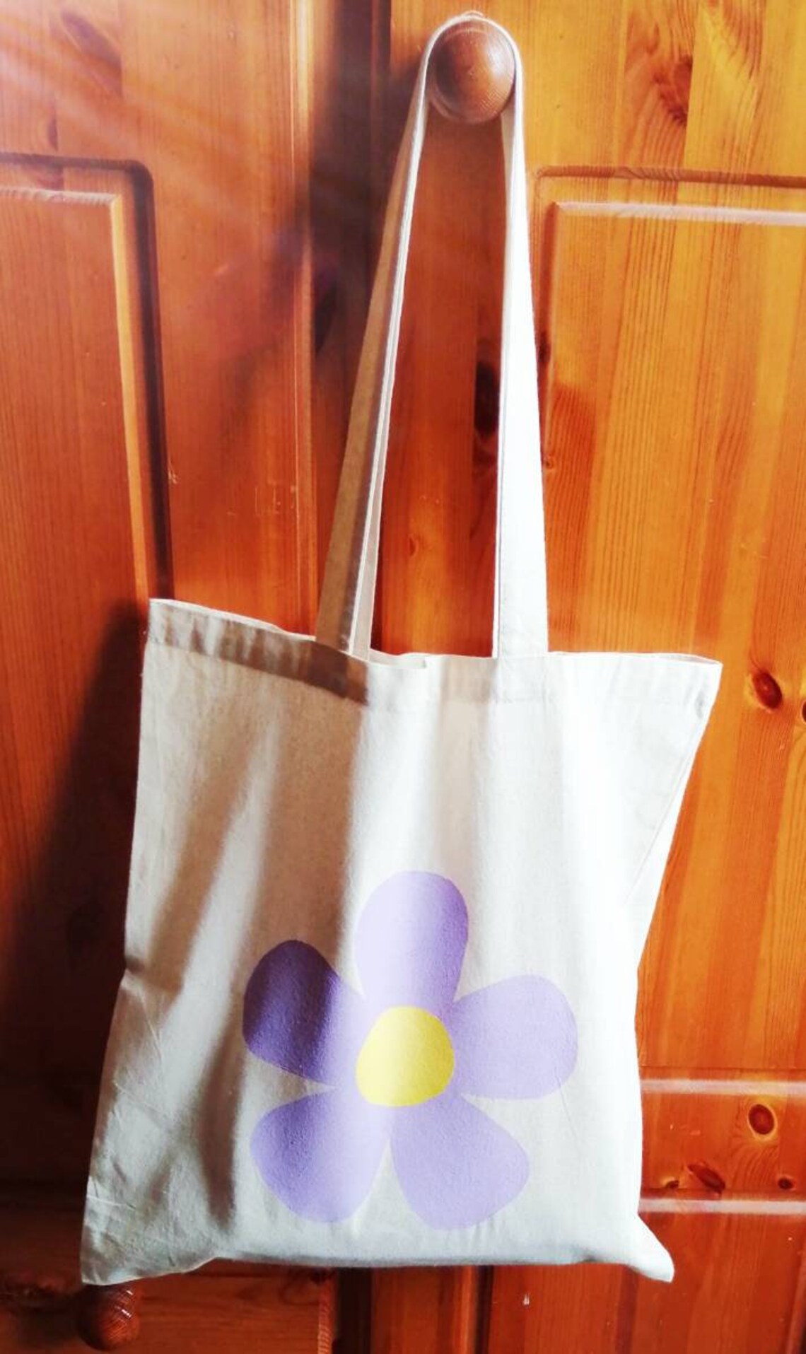 Hand Painted Tote Bag Single Funky Flower Acrylic Painting Etsy