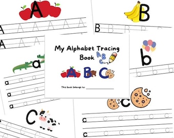 Alphabet Tracing Worksheet, Tracing Pages, PreK Handwriting Practice, Letter Tracing Worksheet, Homeschool, Preschool, Summer Worksheets