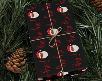 Black Santa Wrapping Paper, Black Santa Christmas Gift Wrap, Christmas Gift Wrap, Christmas Gift Wrapping Paper, Gift Wrap with Black Santa