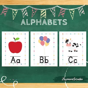 Alphabet Posters for Preschool, Printable Alphabet Posters, Letter Posters, Alphabet Flashcards, Alphabet Cards, Classroom Alphabet Posters