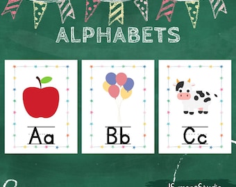 Alphabet Posters for Preschool, Printable Alphabet Posters, Letter Posters, Alphabet Flashcards, Alphabet Cards, Classroom Alphabet Posters