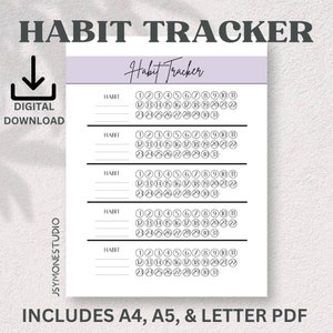 Printable Habit Tracker, Monthly Habit Tracker, Printable Self Care Tracker, Digital Habit Tracker, Printable Routine Tracker, Goal Tracker