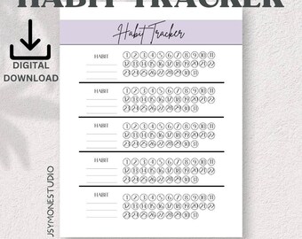 Printable Habit Tracker, Monthly Habit Tracker, Printable Self Care Tracker, Digital Habit Tracker, Printable Routine Tracker, Goal Tracker