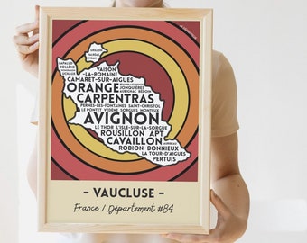 Carte Vaucluse #84 France Affiche
