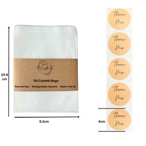 50 Wedding Confetti Bags & Stickers: Biodegradable Glassine Favors image 9