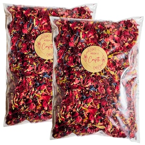 Biodegradable Confetti | Rose Petals, Calendula, Cornflower & Lavender Mix | Pink Yellow Blue for Wedding Confetti Cones Bags