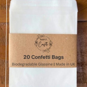 20 Biodegradable Glassine Wedding Confetti Bags: Peel & Seal afbeelding 2