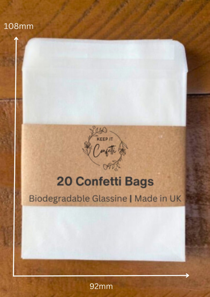 20 Biodegradable Glassine Wedding Confetti Bags: Peel & Seal afbeelding 2