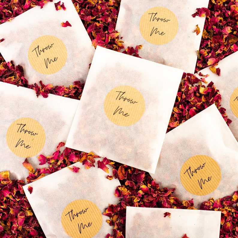 50 Wedding Confetti Bags & Stickers: Biodegradable Glassine Favors image 3