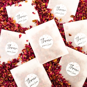 50 Confetti Bags and Stickers Set | Throw Me | Sprinkle the Love | Throw Some Love | Biodegradable Eco-Friendly | Wedding Favour NO CONFETTI