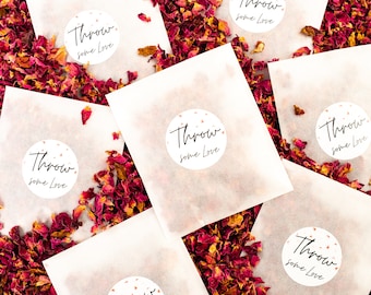 50 Wedding Confetti Bags & Stickers: Biodegradable Glassine Favors