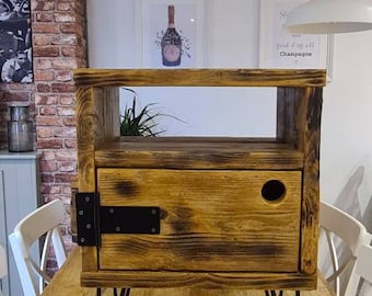 Reclaimed Wood Bedside Table with Metal Legs
