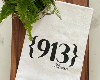 913 Area Code, Kansas - Tea Towel