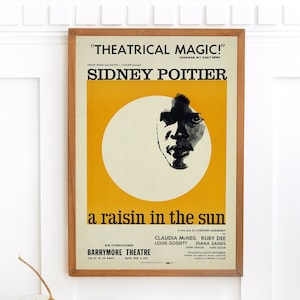 Vintage Film Poster Sidney Poitier, Old Hollywood 1950s Mid Century Modern Wall Decor 1950s Art Print #410
