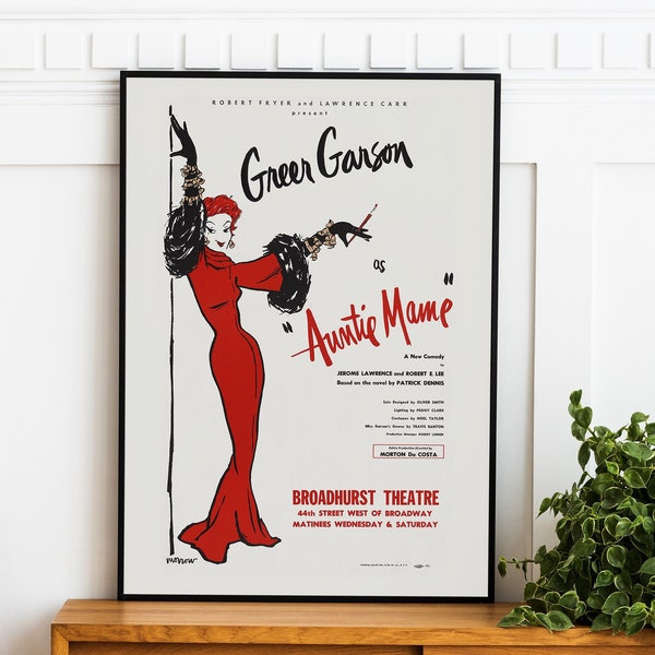 Vintage 1950s Poster, Old Hollywood Wall Decor, Femme Fatale Poster, Greer Garson Auntie Mame Vintage Glamour Decor, Print #417