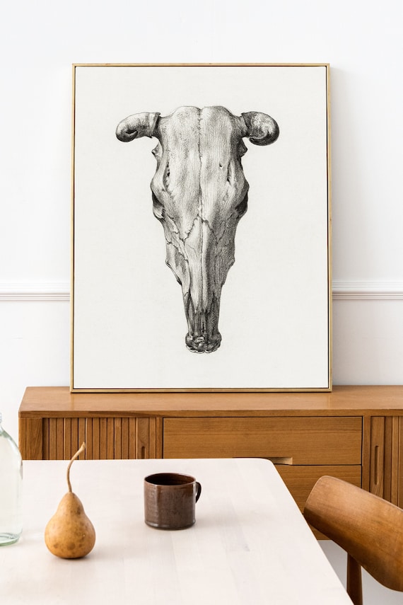PRINTABLE Vintage Cow Skull Wall Art Victorian Era Dark Etsy