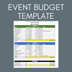 Microsoft Excel Event Budget Template Digital Download Etsy