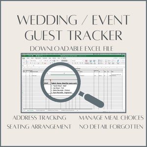 Event Registration List Downloadable Microsoft Excel Template - Keep track of RSVPs, Meal Choices, Addresses & more!