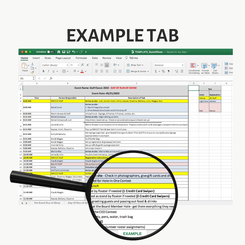 Run of Show Excel Template – Event Timeline, Show Flow, Fundraisers & Weddings image 8