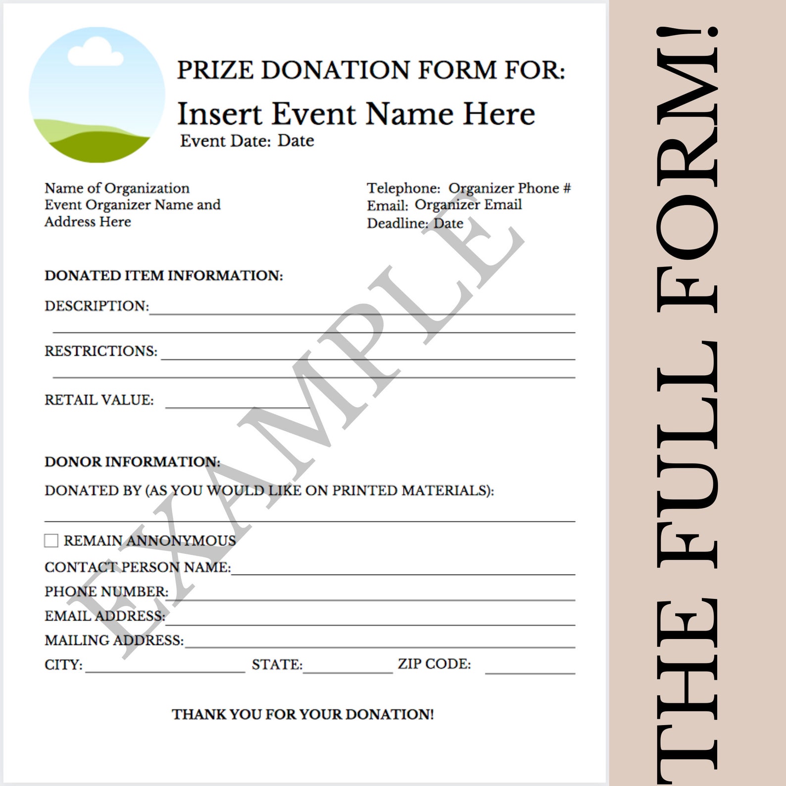 Printable / Downloadable Silent Auction Donation Request Form CANVA Printable / Downloadable Silent Auction Donation Request Form CANVA