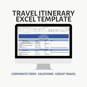 Travel Itinerary Excel Template | Trip Planner Spreadsheet for Vacations, Business & Corporate Travel