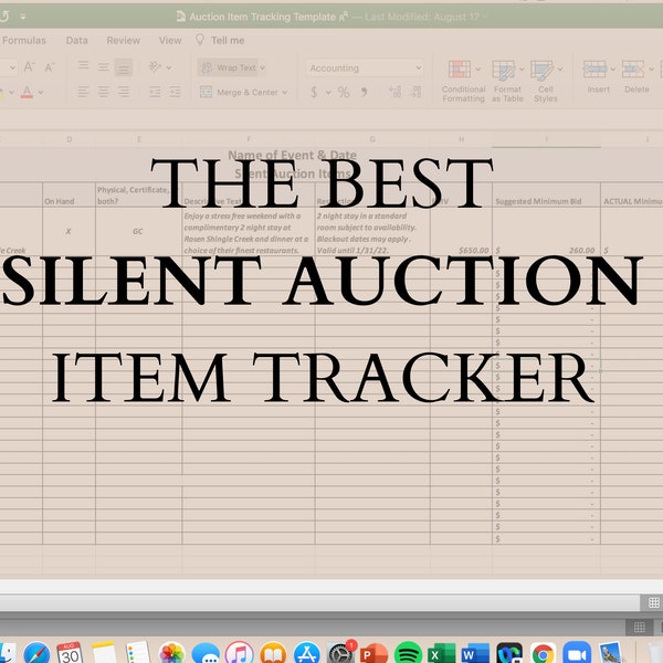 Silent Auction Donated Item Tracker for Fundraiser Events