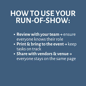 Run of Show Excel Template – Event Timeline, Show Flow, Fundraisers & Weddings image 11