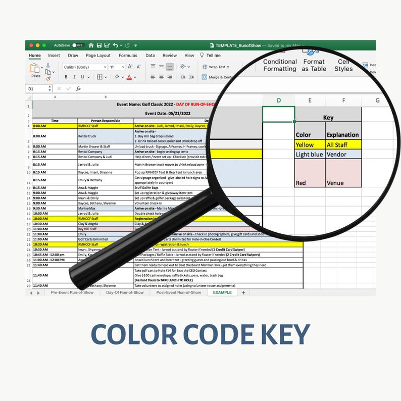 Run of Show Excel Template – Event Timeline, Show Flow, Fundraisers & Weddings image 10