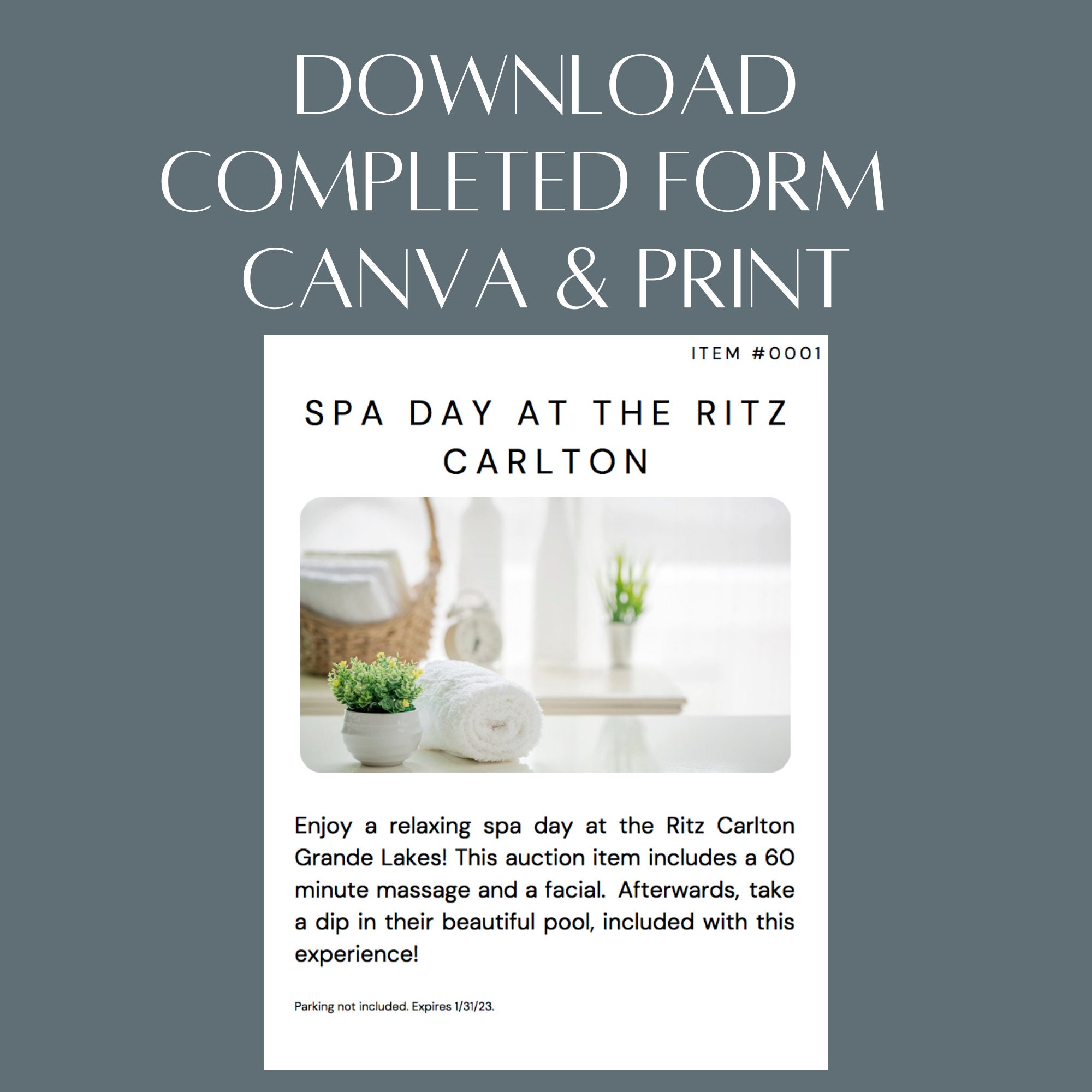 Silent Auction Prize Signage Digital Canva Template Etsy