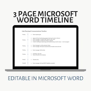 Microsoft Word Timeline Template – 3 Pages – Editable Event, Project, Training & Communications Timeline