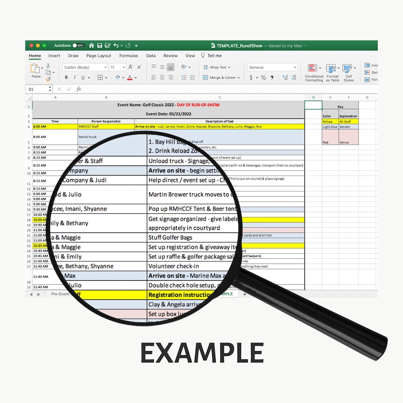 Run of Show Excel Template – Event Timeline, Show Flow, Fundraisers & Weddings image 9