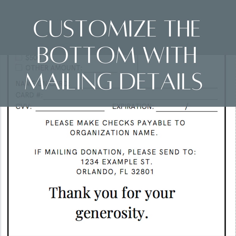 Custom Printable Donation Card for Nonprofit Fundraiser - Canva ...