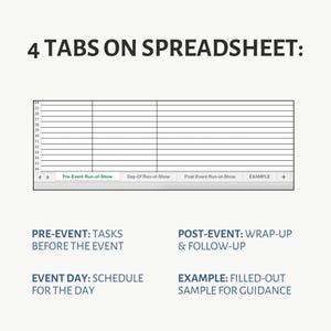 Run of Show Excel Template – Event Timeline, Show Flow, Fundraisers & Weddings image 4