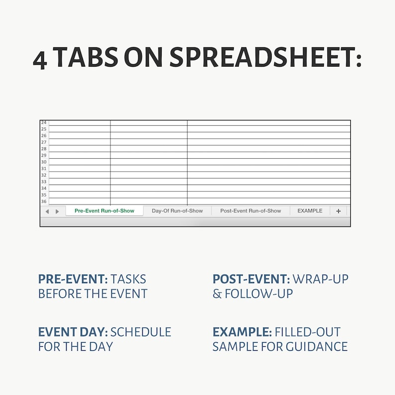 Run of Show Excel Template – Event Timeline, Show Flow, Fundraisers & Weddings image 4