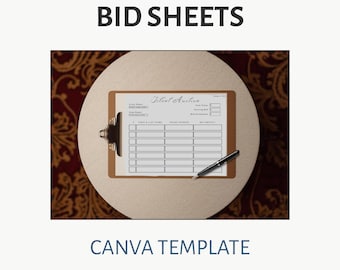 Silent Auction Bid Sheet Canva Template – Printable & Editable for Fundraisers
