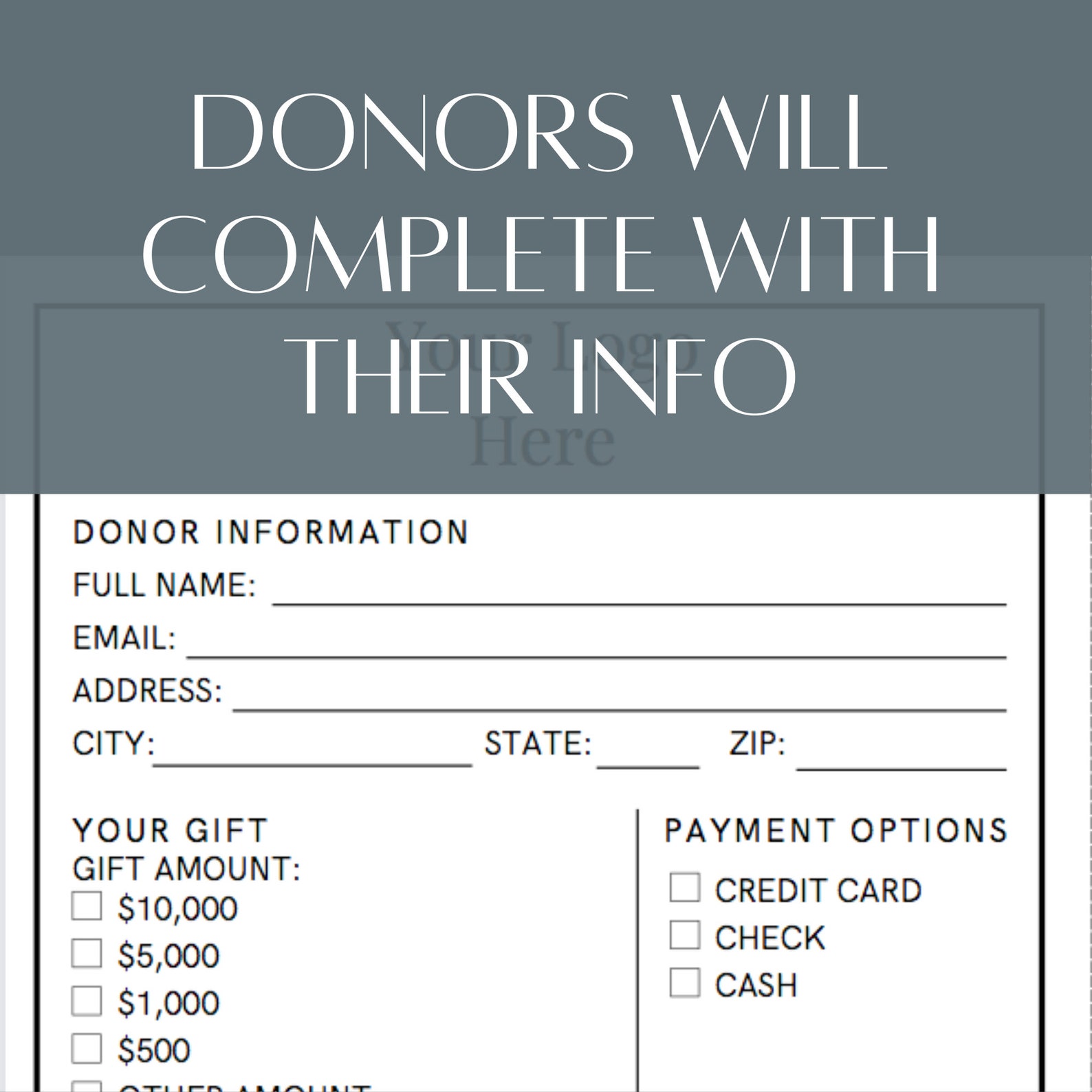 Custom Printable Donation Card for Nonprofit Fundraiser Canva Template Custom Printable Donation Card for Nonprofit Fundraiser Canva Template