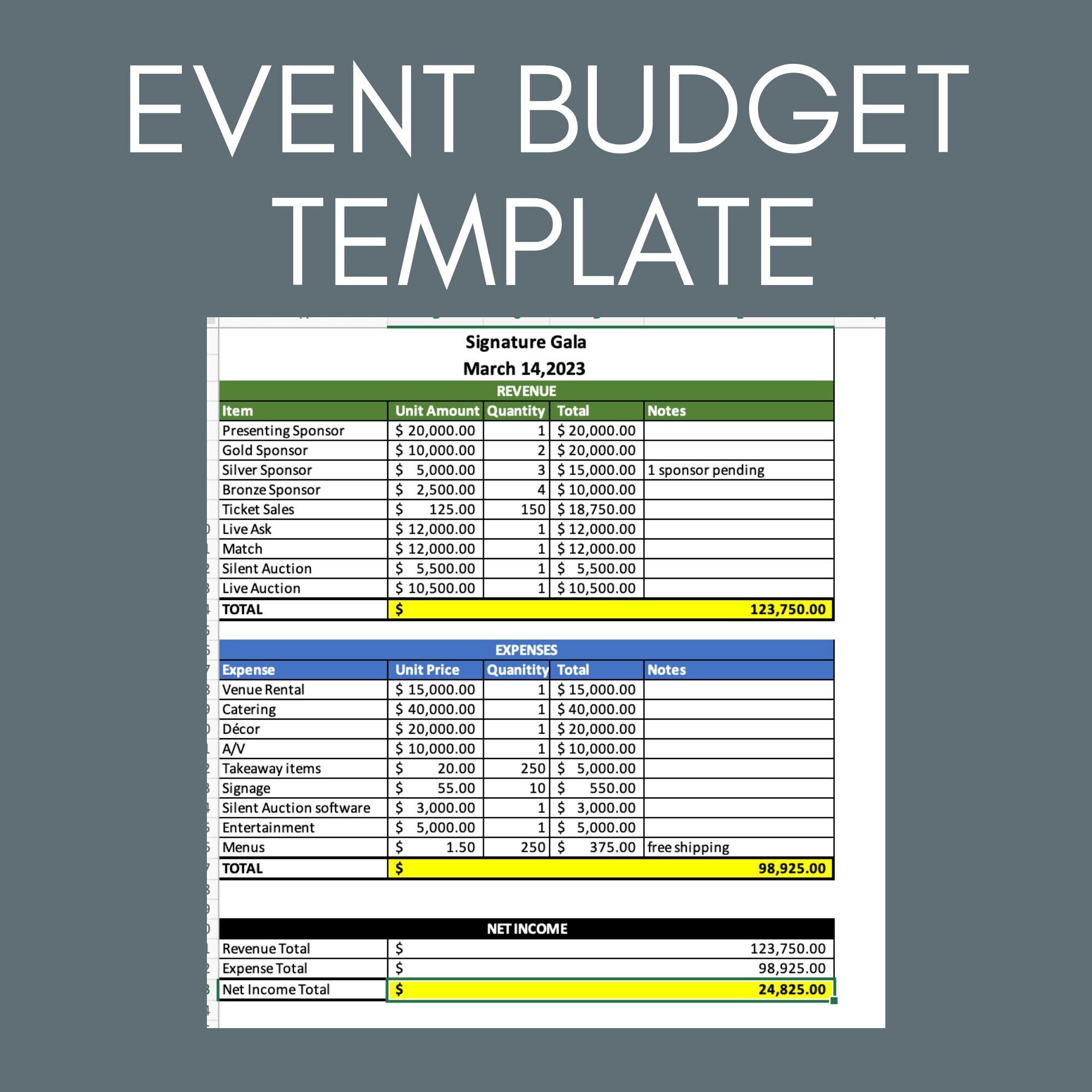 Microsoft Excel Event Budget Template Digital Download Etsy Microsoft Excel Event Budget Template Digital Download Etsy