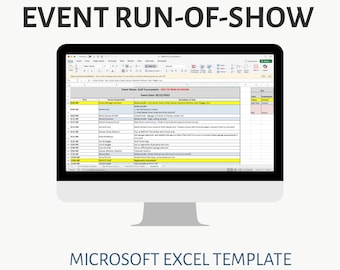 Run of Show Excel Template – Event Timeline, Show Flow, Fundraisers & Weddings