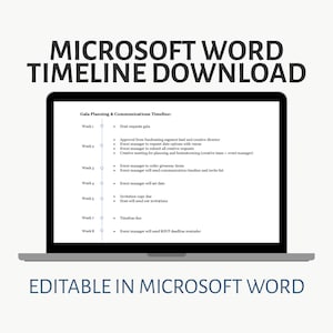 Editable Gala Planning Timeline Template, Event Communication Schedule, Microsoft Word Download